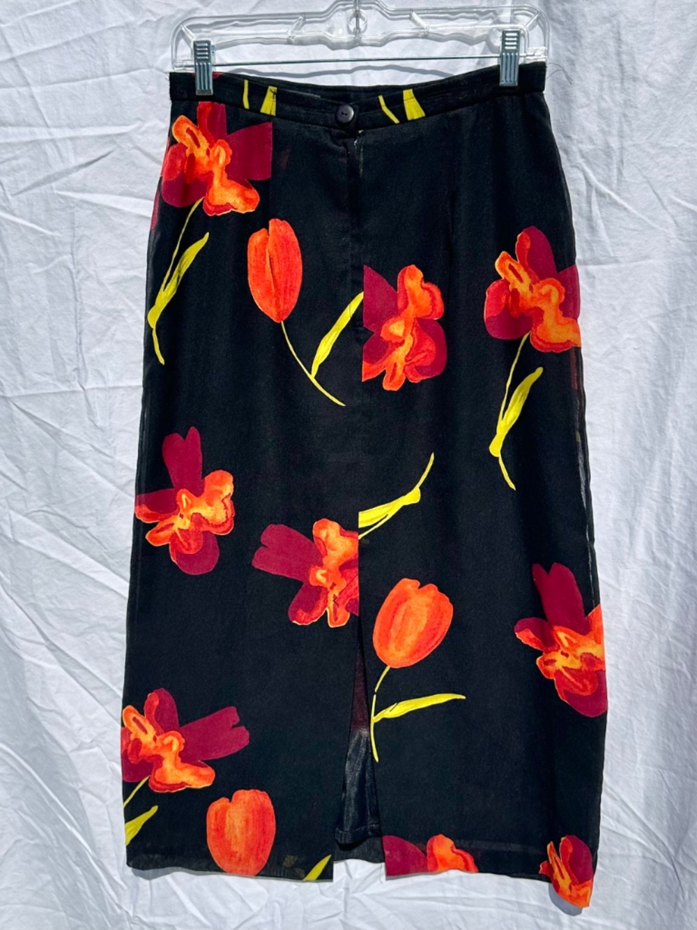 Abstract Floral 90s Midi Skirt - Picture 2 of 3